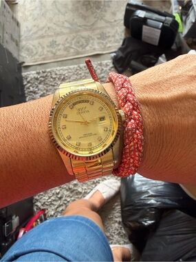 Geneva Gold-Tone Women’s Bracelet Watch with Crystal Markers
